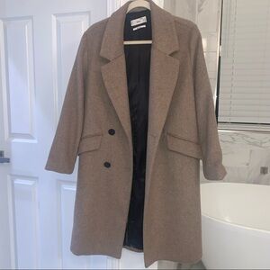Mango Double-Breasted Tan Coat